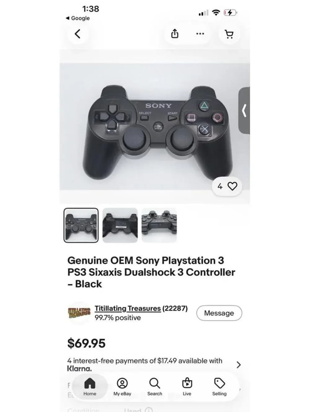 Official Sony PS3 Sixaxis Wireless Controller Model CECHZC1U PlayStation 3